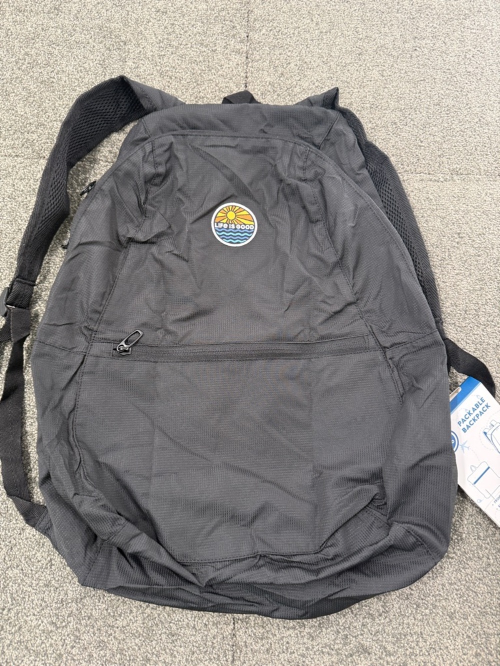 Life Is Good Backpack Unisex Black Packable Hiking Camping Travel Lightweight